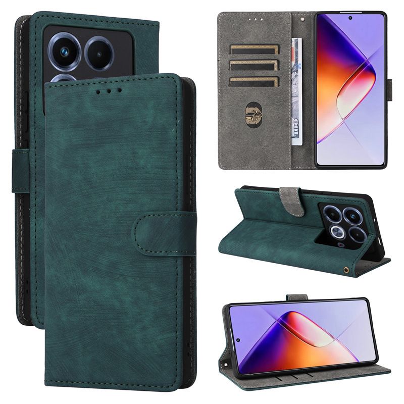 Flip Cover for Infinix Note 40 4G PU Leather Phone Case Full-Body Protection Shockproof [RFID Blocking] Wallet Cover With Hand Strap