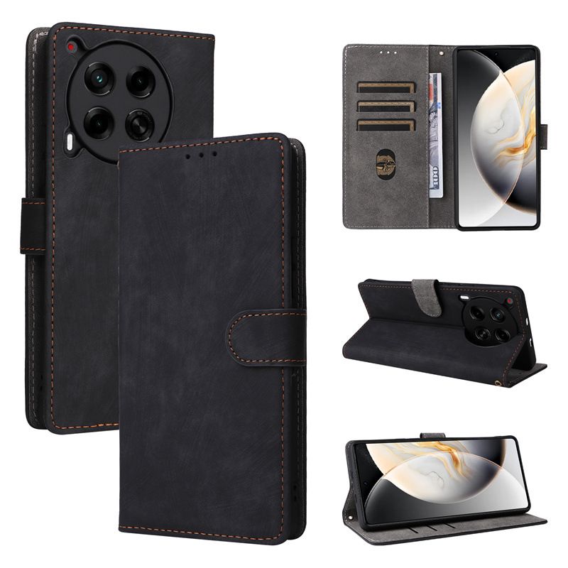 Flip Cover for Tecno Camon 30 4G PU Leather Phone Case Full-Body Protection Shockproof [RFID Blocking] Wallet Cover With Hand Strap