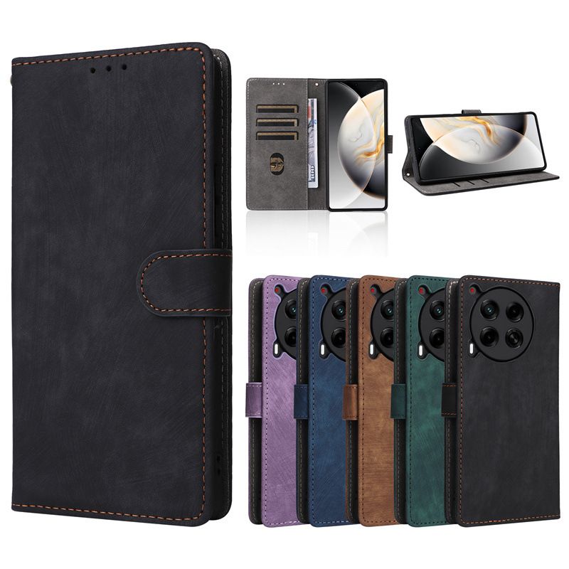 Flip Cover for Tecno Camon 30 4G PU Leather Phone Case Full-Body Protection Shockproof [RFID Blocking] Wallet Cover With Hand Strap
