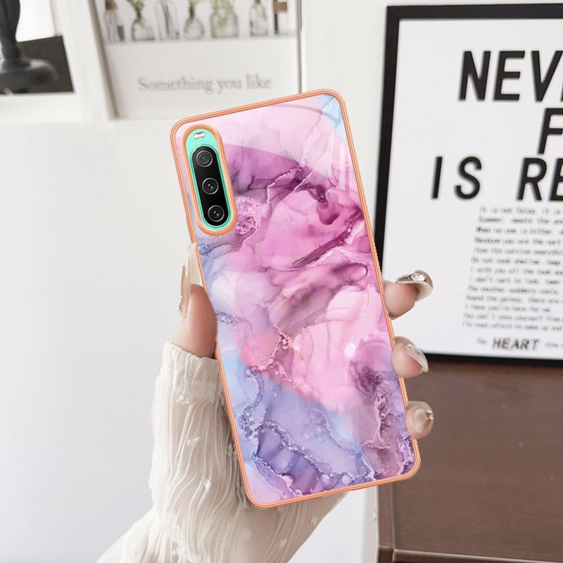 Phone Case for Sony Xperia 1IV 5IV 10 IV Soft TPU + IMD Marble Pattern Slim Design Shockproof Bumper Cover