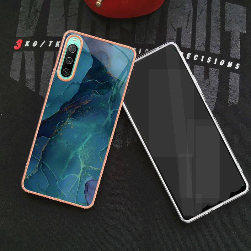 Phone Case for Sony Xperia 1IV 5IV 10 IV Soft TPU + IMD Marble Pattern Slim Design Shockproof Bumper Cover