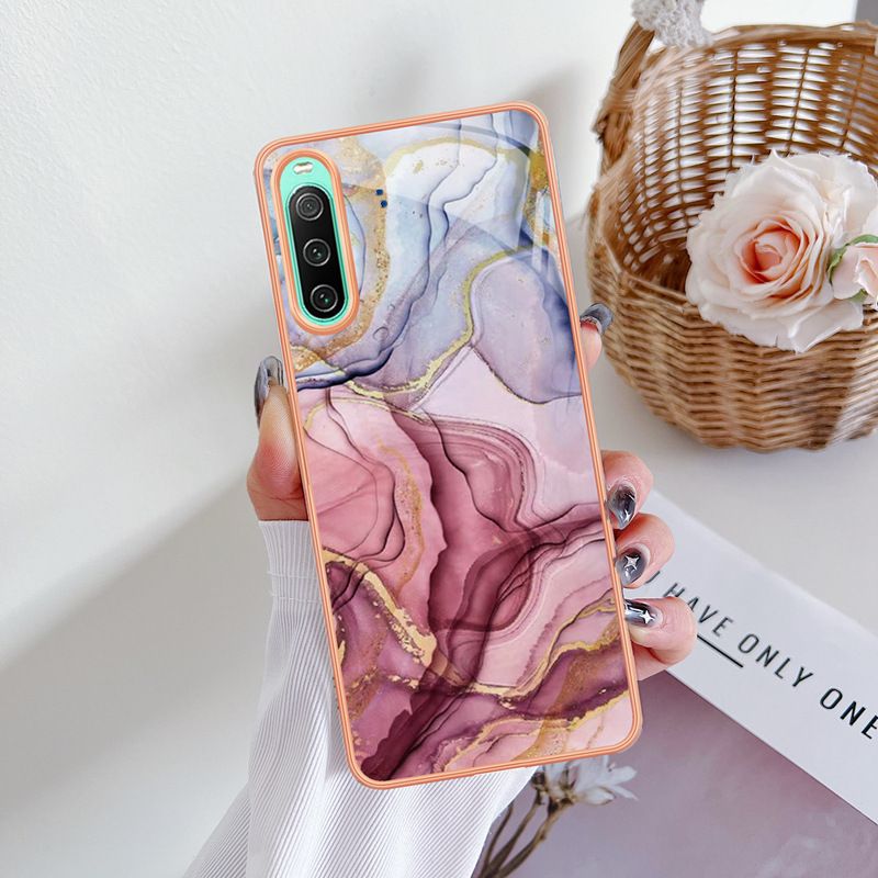 Phone Case for Sony Xperia 1IV 5IV 10 IV Soft TPU + IMD Marble Pattern Slim Design Shockproof Bumper Cover