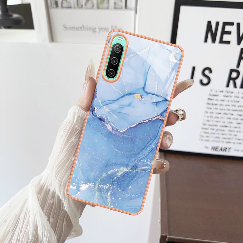 Phone Case for Sony Xperia 1IV 5IV 10 IV Soft TPU + IMD Marble Pattern Slim Design Shockproof Bumper Cover