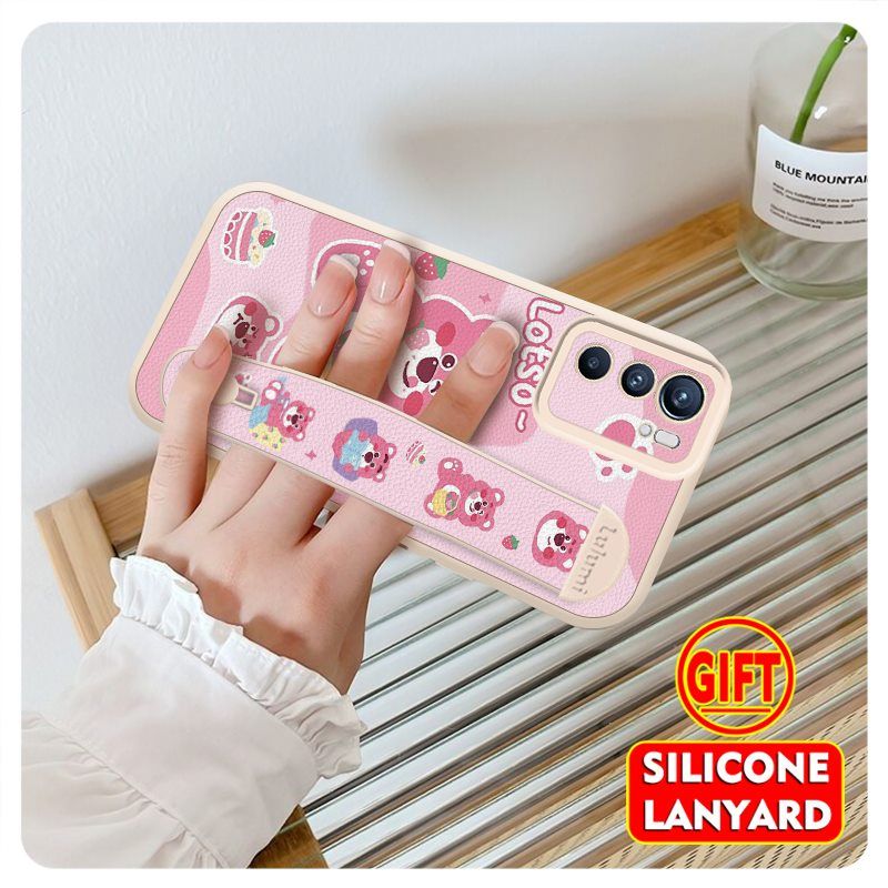 Wrist Strap Silicone Shockproof Bumper Phone Case For OPPO Reno 6 5G, Cute Young Fashion Protective Case