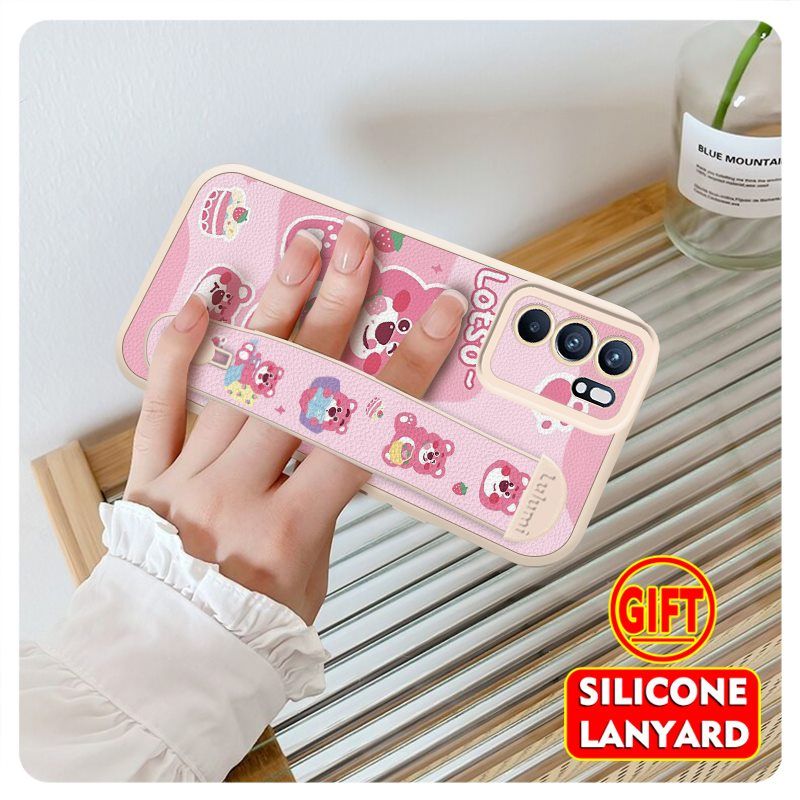 Wrist Strap Silicone Shockproof Bumper Phone Case For OPPO Reno 6 Pro 5G, Cute Young Fashion Protective Case