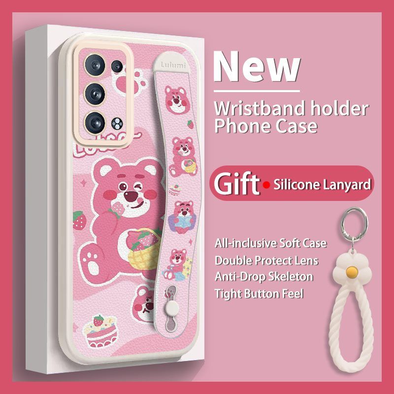 Wrist Strap Silicone Shockproof Bumper Phone Case For OPPO Reno 6 Pro+/Plus 5G, Cute Young Fashion Protective Case