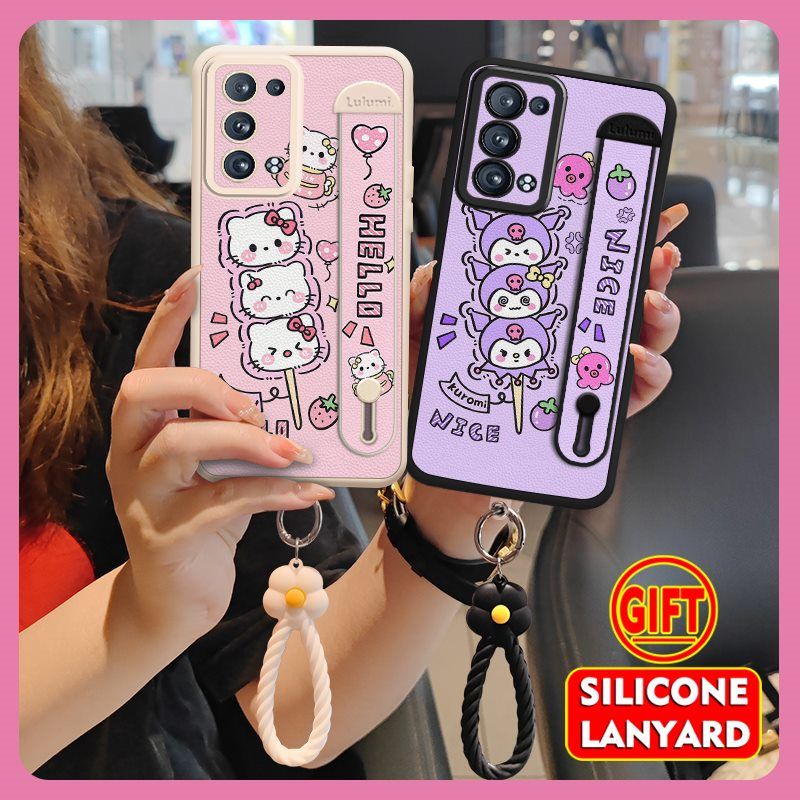 Wrist Strap Silicone Shockproof Bumper Phone Case For OPPO Reno 6 Pro+/Plus 5G, Cute Young Fashion Protective Case