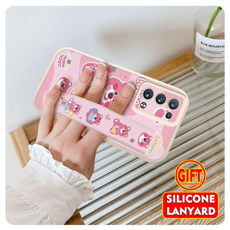 Wrist Strap Silicone Shockproof Bumper Phone Case For OPPO Reno 6 Pro+/Plus 5G, Cute Young Fashion Protective Case