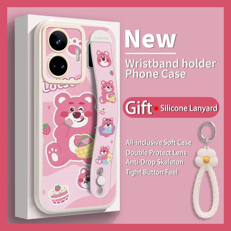 Wrist Strap Silicone Shockproof Bumper Phone Case For OPPO Realme GT Neo 5/ Realme GT3, Cute Young Fashion Protective Case