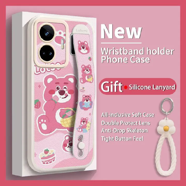 Wrist Strap Silicone Shockproof Bumper Phone Case For OPPO Realme GT Neo 5/ Realme GT3, Cute Young Fashion Protective Case