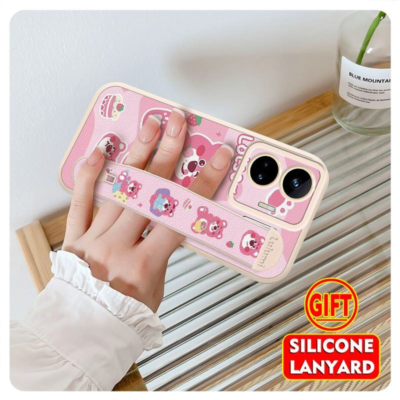 Wrist Strap Silicone Shockproof Bumper Phone Case For OPPO Realme GT Neo 5/ Realme GT3, Cute Young Fashion Protective Case
