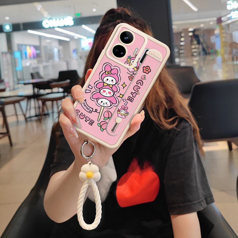 Wrist Strap Silicone Shockproof Bumper Phone Case For OPPO Realme GT Neo 5/ Realme GT3, Cute Young Fashion Protective Case