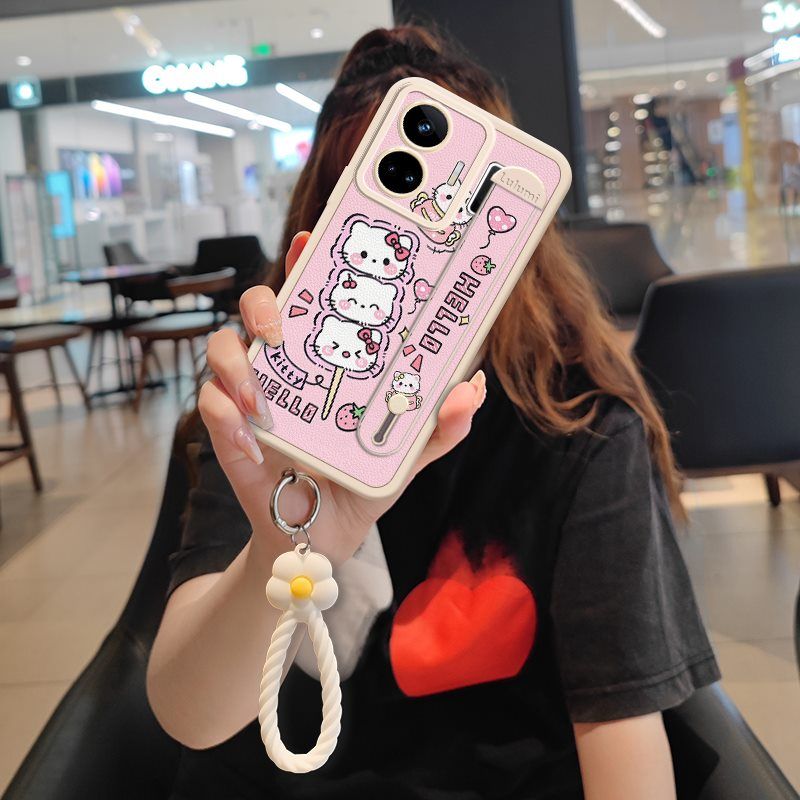 Wrist Strap Silicone Shockproof Bumper Phone Case For OPPO Realme GT Neo 5/ Realme GT3, Cute Young Fashion Protective Case