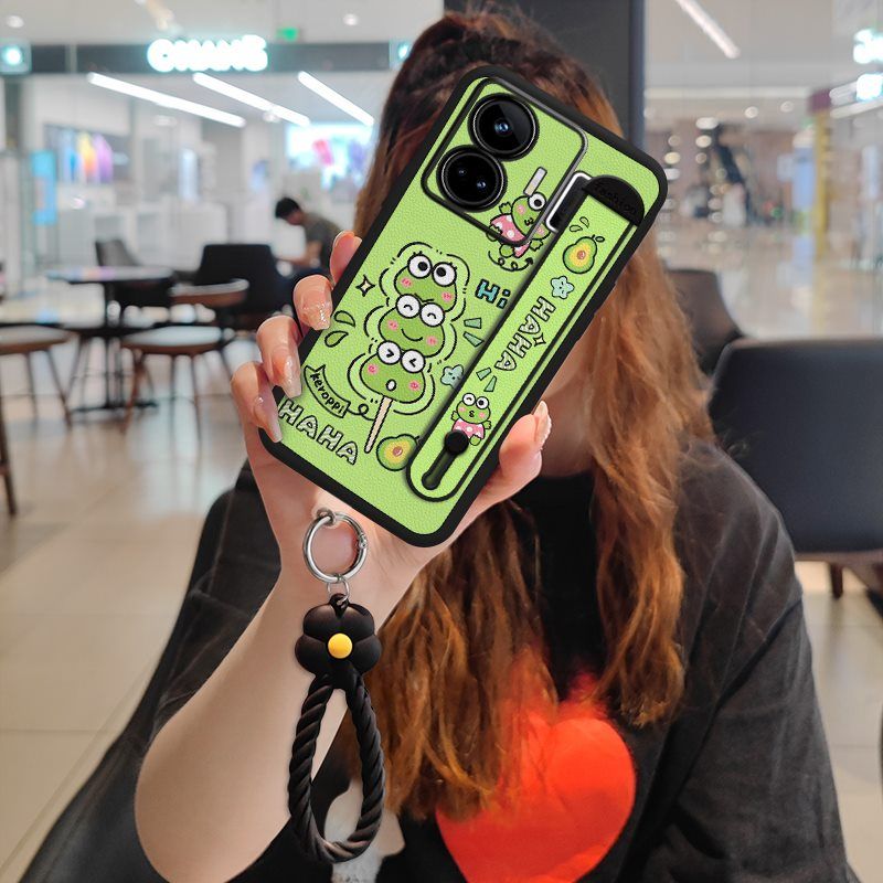 Wrist Strap Silicone Shockproof Bumper Phone Case For OPPO Realme GT Neo 5/ Realme GT3, Cute Young Fashion Protective Case