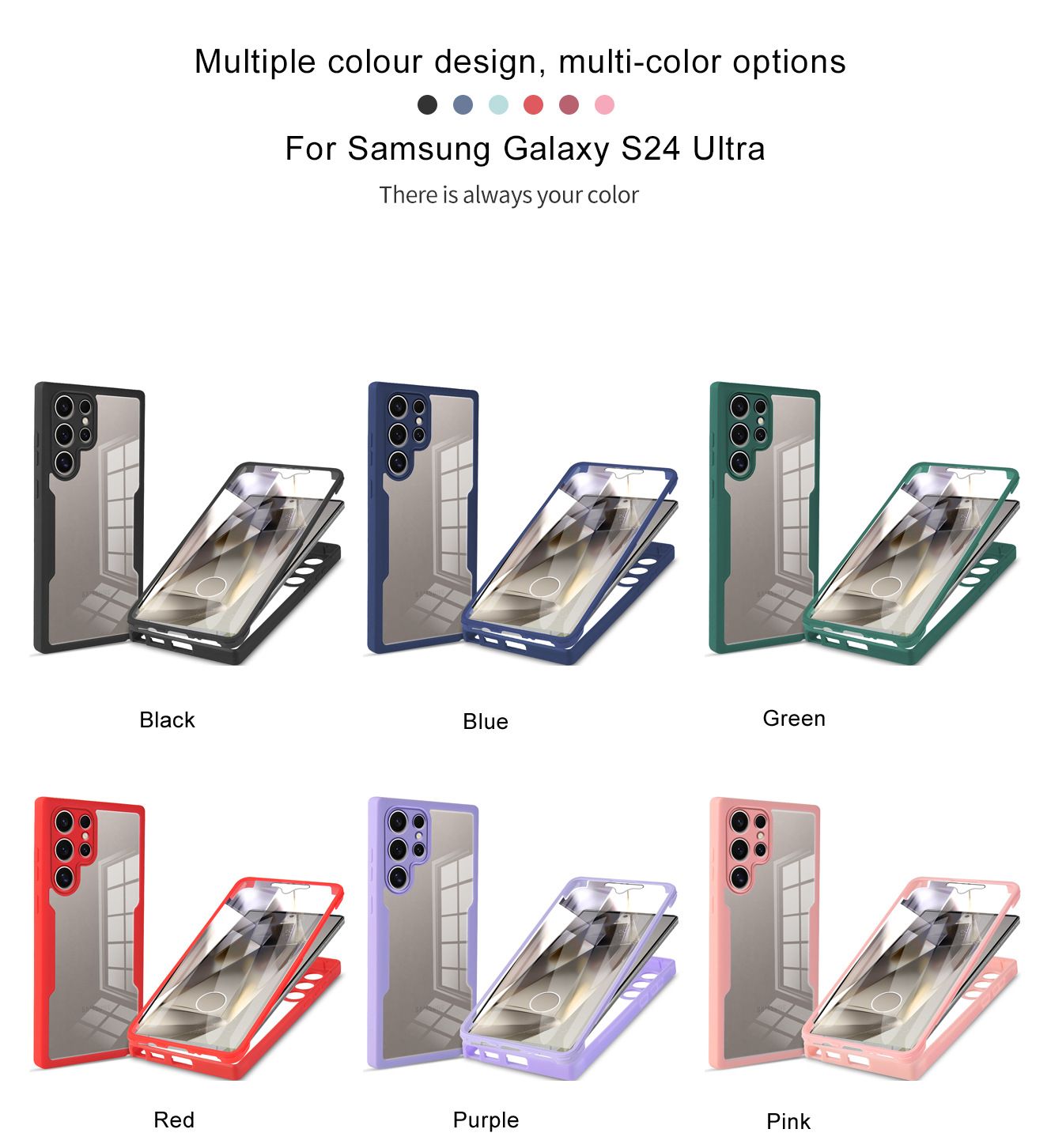360 Full Protection Cover for Samsung Galaxy S24 Ultra Phone Case Built-in Screen protector