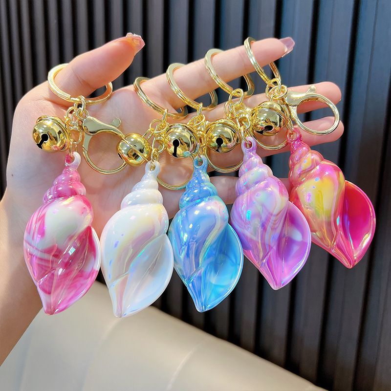 Large Conch Keychain Plating Dazzle Colour Conch Key Chain Schoolbag Pendant Colour Plating Acrylic Small Gift