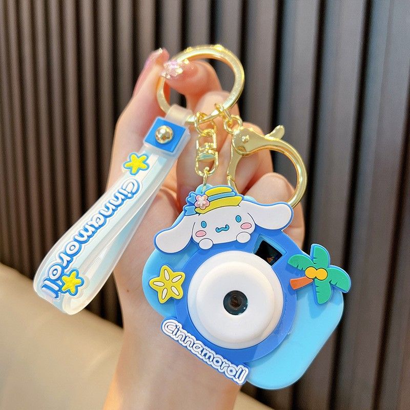 Kuromi Projection Camera Keychain Big Ear Dog Simulation Projector Car Keychain Bag Charm Gift