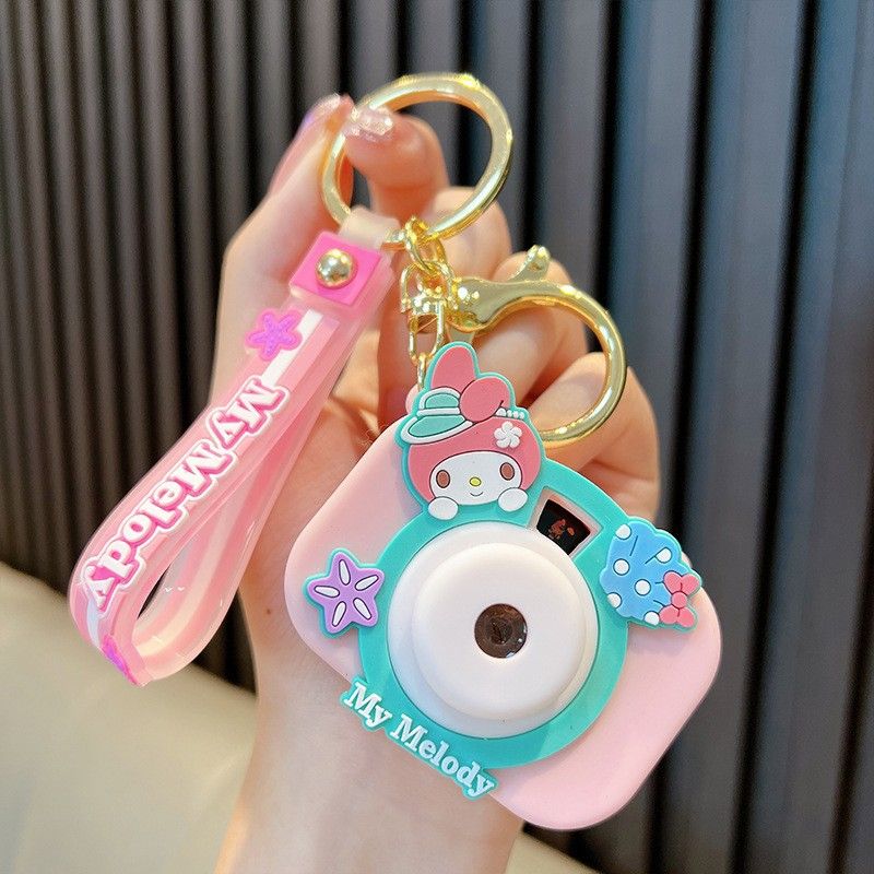 Kuromi Projection Camera Keychain Big Ear Dog Simulation Projector Car Keychain Bag Charm Gift