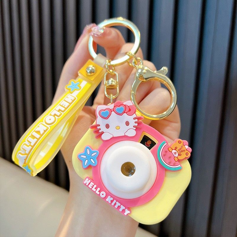 Kuromi Projection Camera Keychain Big Ear Dog Simulation Projector Car Keychain Bag Charm Gift
