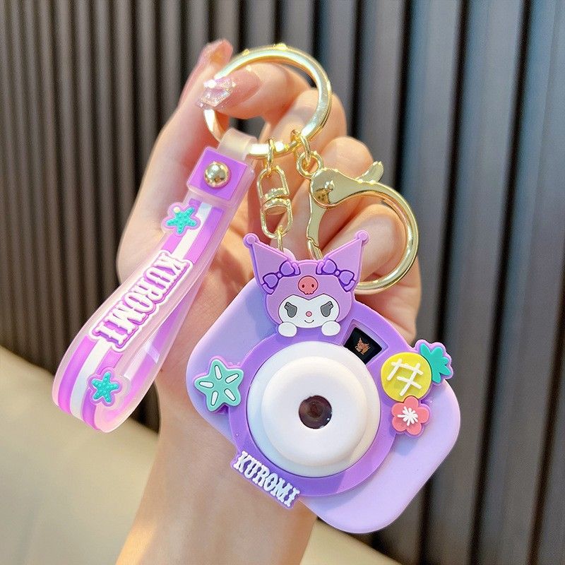 Kuromi Projection Camera Keychain Big Ear Dog Simulation Projector Car Keychain Bag Charm Gift
