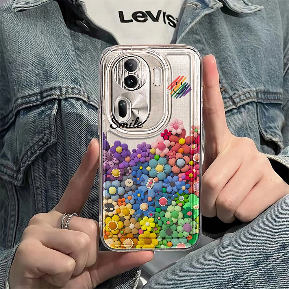 Sunflower Transparent Phone Case For OPPO Reno 11 Pro 8 Pro 8T 5G 6 5 Pro Ultra Thin Protective Cover