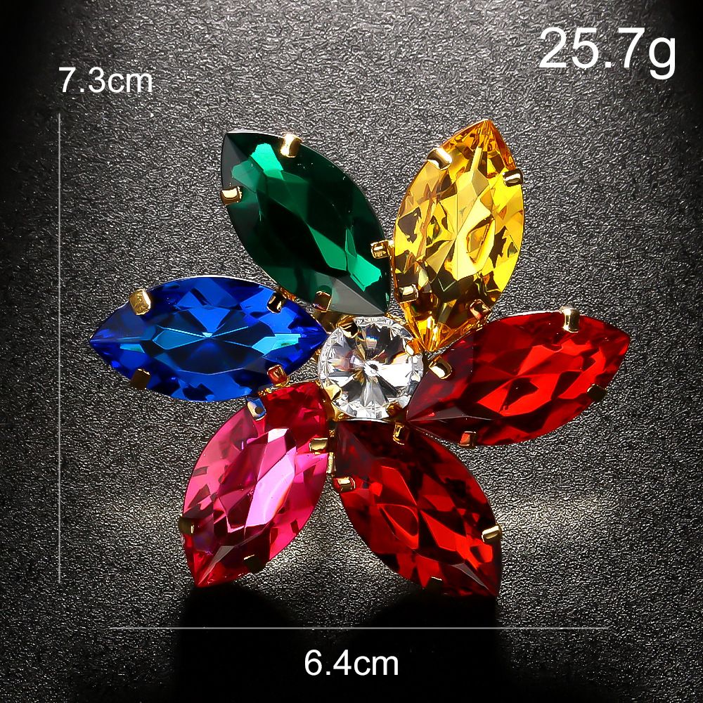 Seven Colours Flower Rhinestone Ring Fashion Open Ring Hand Jewellery Full Diamonds Accessories Ring