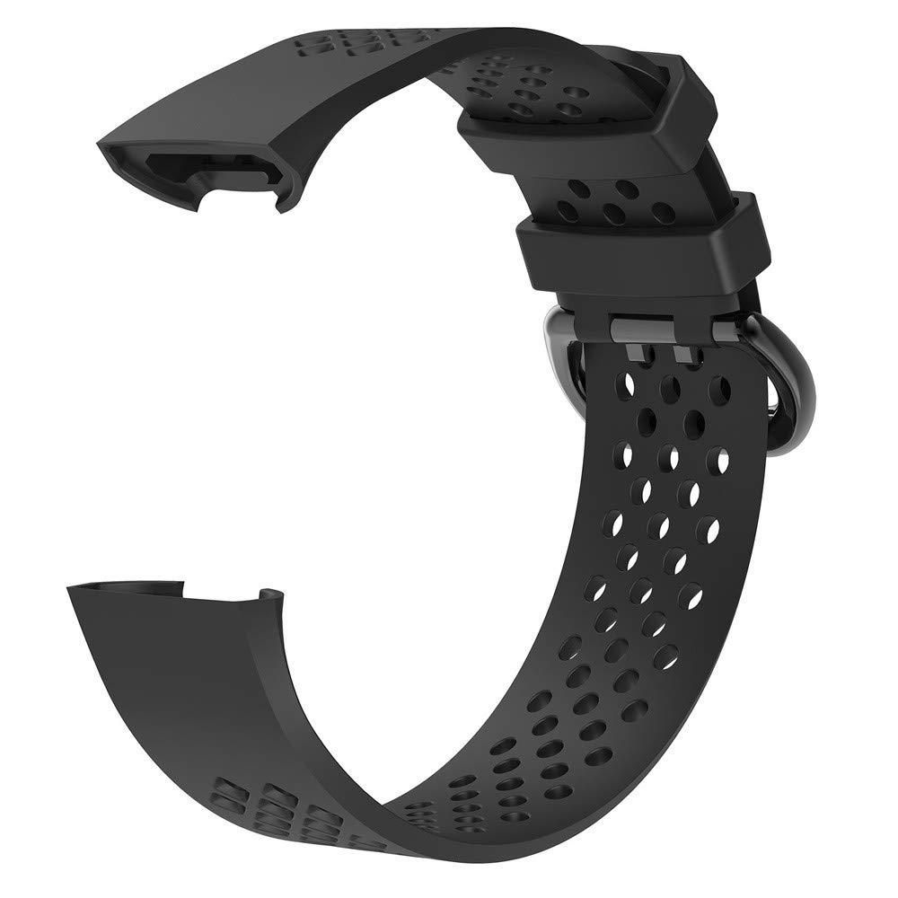 Strap for Fitbit Charge 3/Charge 4/Charge 3SE/Charge 4 SE Hole Breathable Band Charge 3 SE Sport Silicone Watch Band