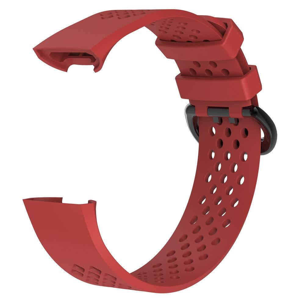 Strap for Fitbit Charge 3/Charge 4/Charge 3SE/Charge 4 SE Hole Breathable Band Charge 3 SE Sport Silicone Watch Band