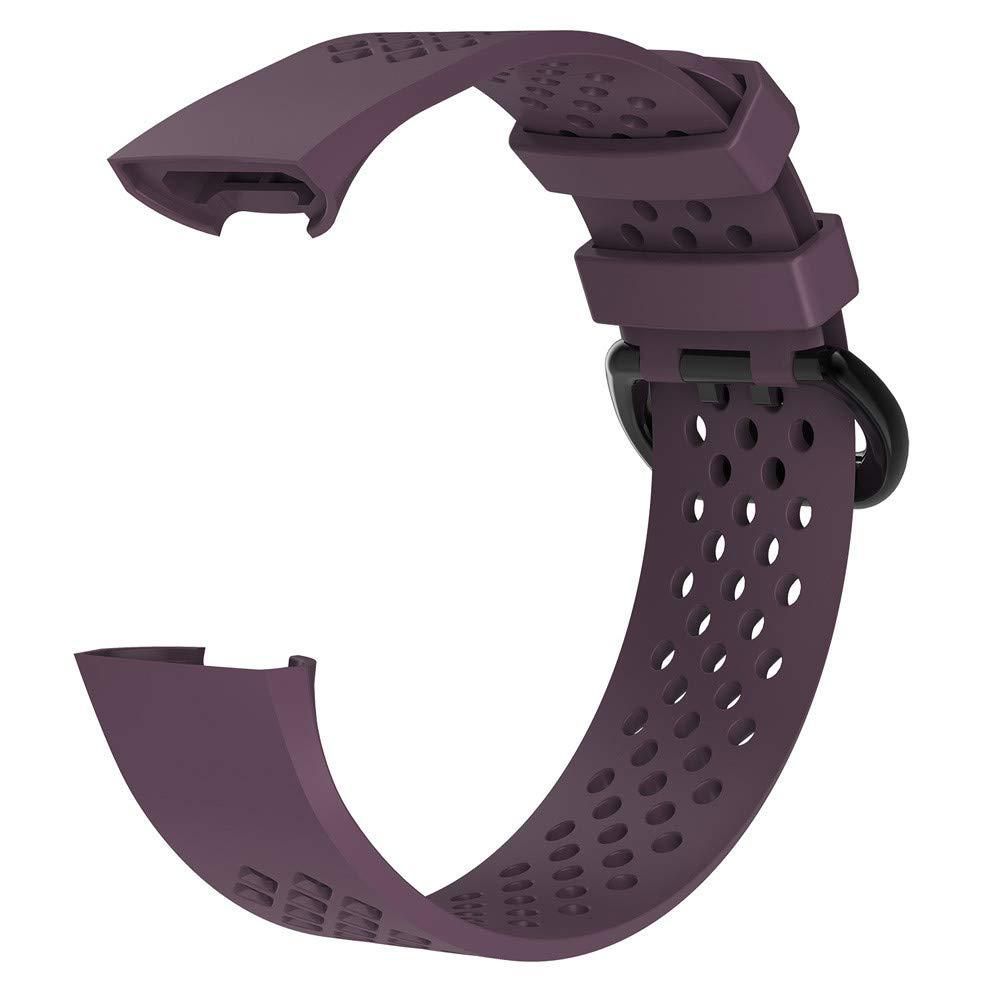 Strap for Fitbit Charge 3/Charge 4/Charge 3SE/Charge 4 SE Hole Breathable Band Charge 3 SE Sport Silicone Watch Band