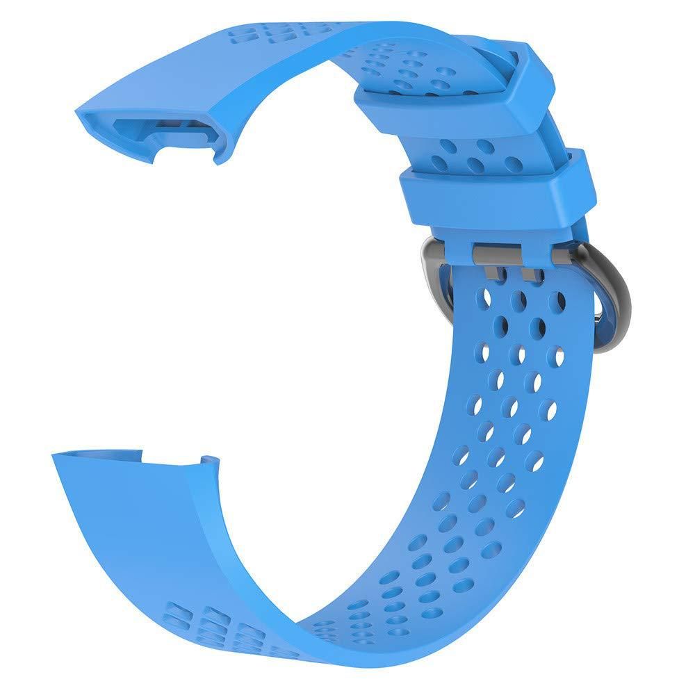 Strap for Fitbit Charge 3/Charge 4/Charge 3SE/Charge 4 SE Hole Breathable Band Charge 3 SE Sport Silicone Watch Band