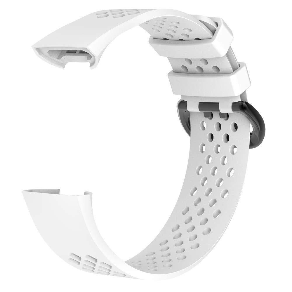 Strap for Fitbit Charge 3/Charge 4/Charge 3SE/Charge 4 SE Hole Breathable Band Charge 3 SE Sport Silicone Watch Band