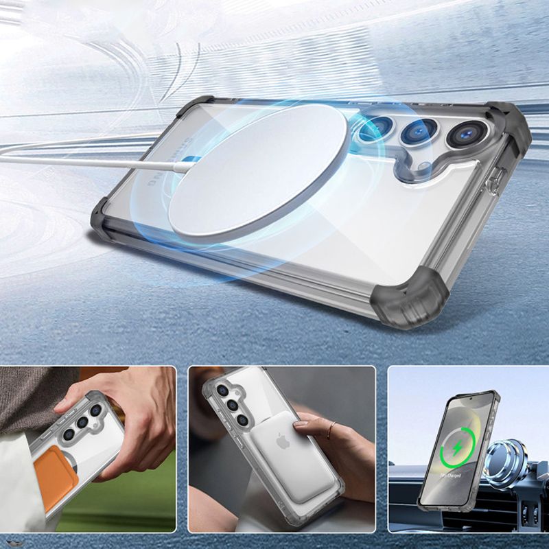 Transparent Magnetic Phone Case for Samsung Galaxy S24 S23 Note 20 Ultra S23 FE S24 S23 Plus