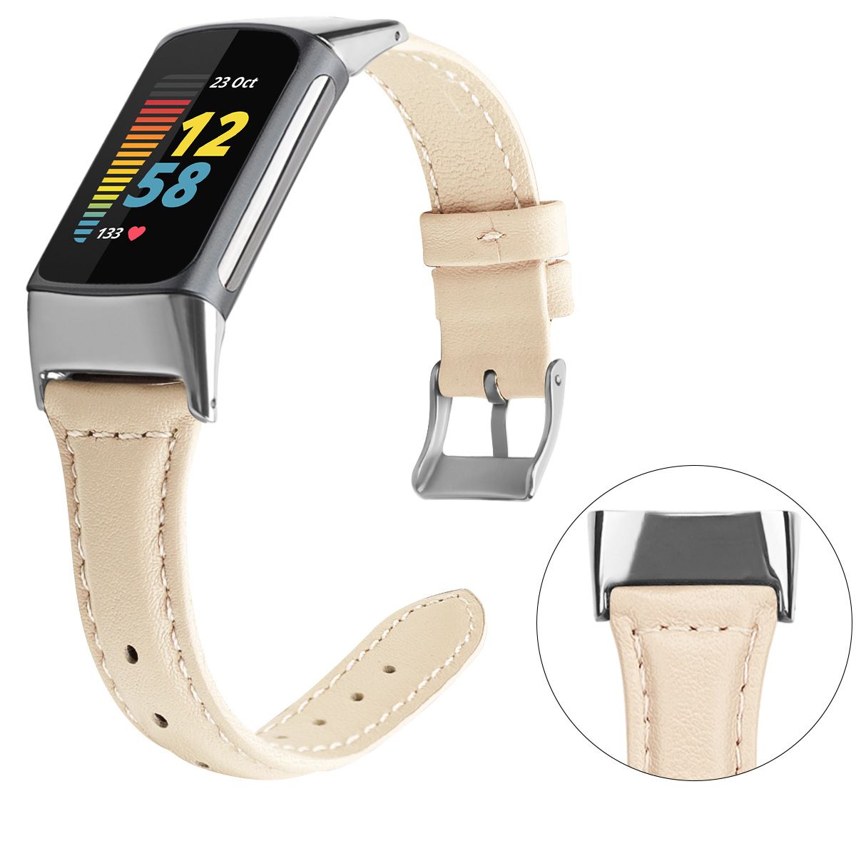 Head Layer Cowhide Shrunken Leather Band for Fitbit Charge 5