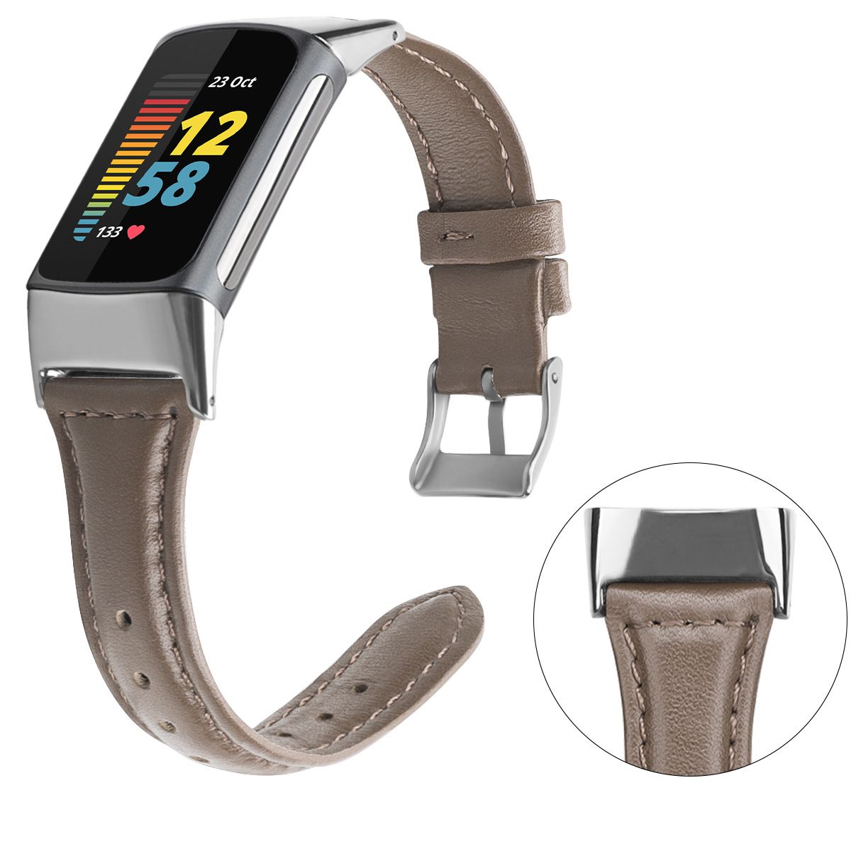 Head Layer Cowhide Shrunken Leather Band for Fitbit Charge 5