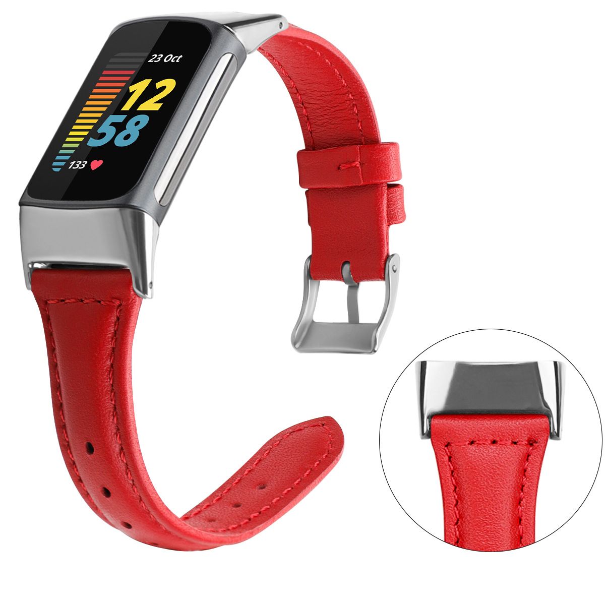 Head Layer Cowhide Shrunken Leather Band for Fitbit Charge 5