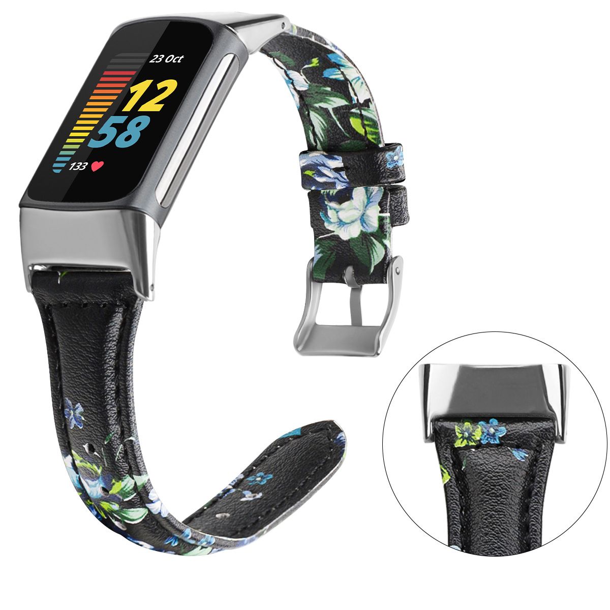 Head Layer Cowhide Shrunken Leather Band for Fitbit Charge 5