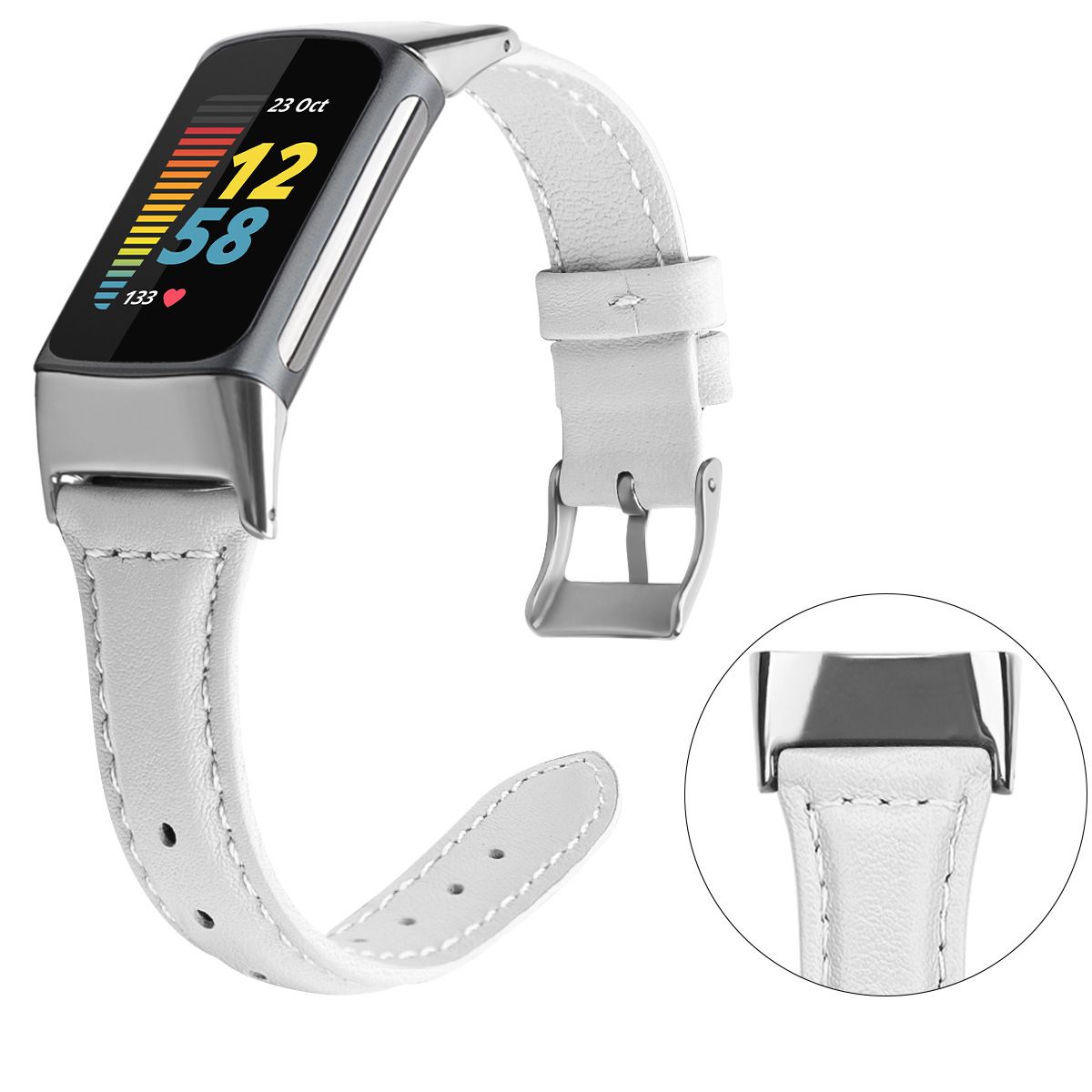 Head Layer Cowhide Shrunken Leather Band for Fitbit Charge 5