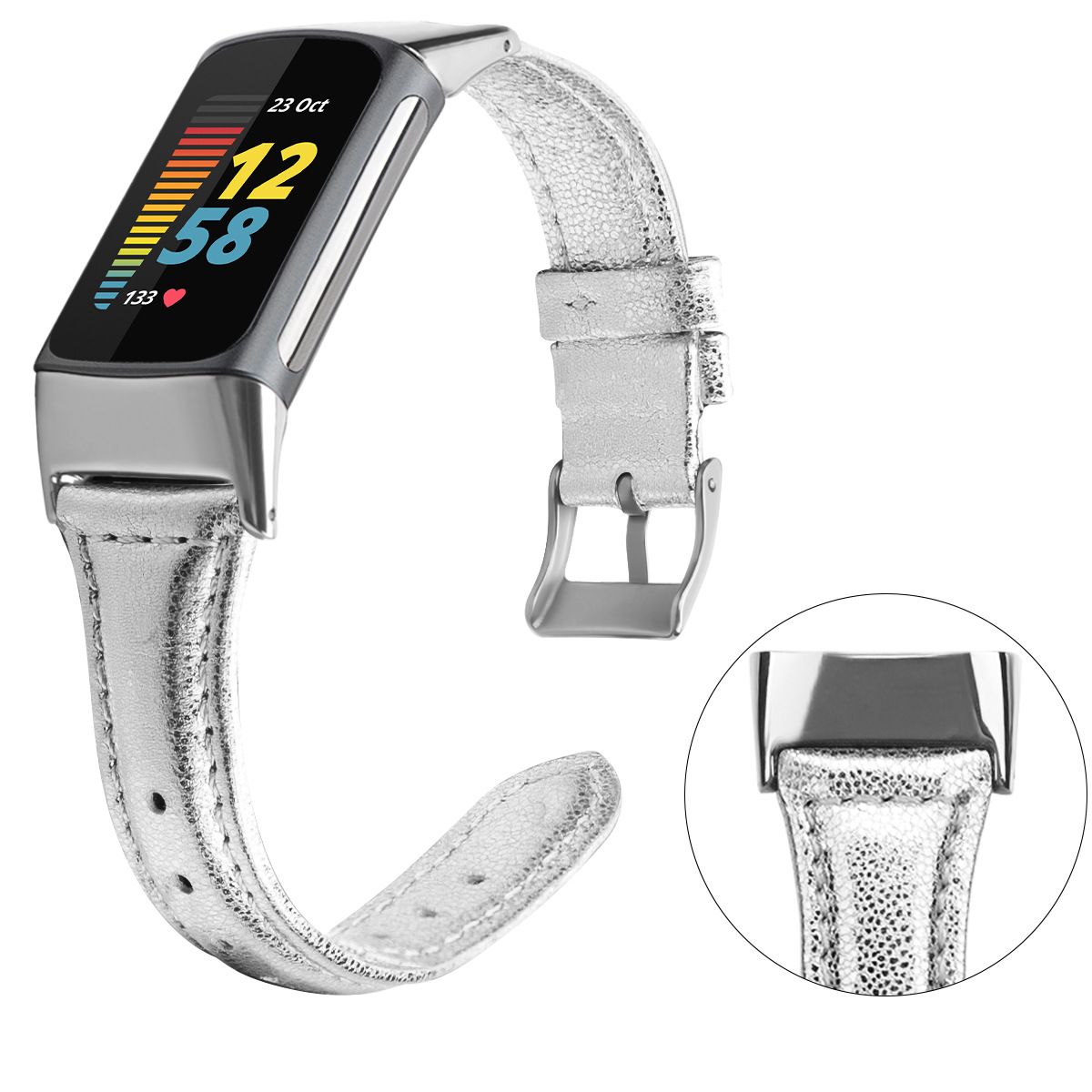 Head Layer Cowhide Shrunken Leather Band for Fitbit Charge 5