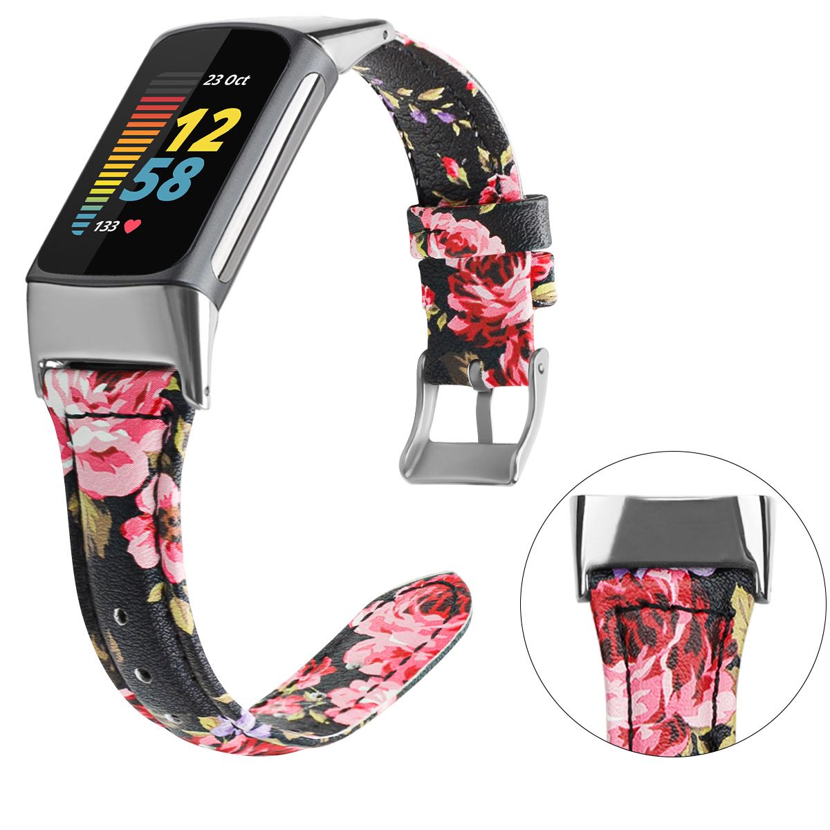 Head Layer Cowhide Shrunken Leather Band for Fitbit Charge 5
