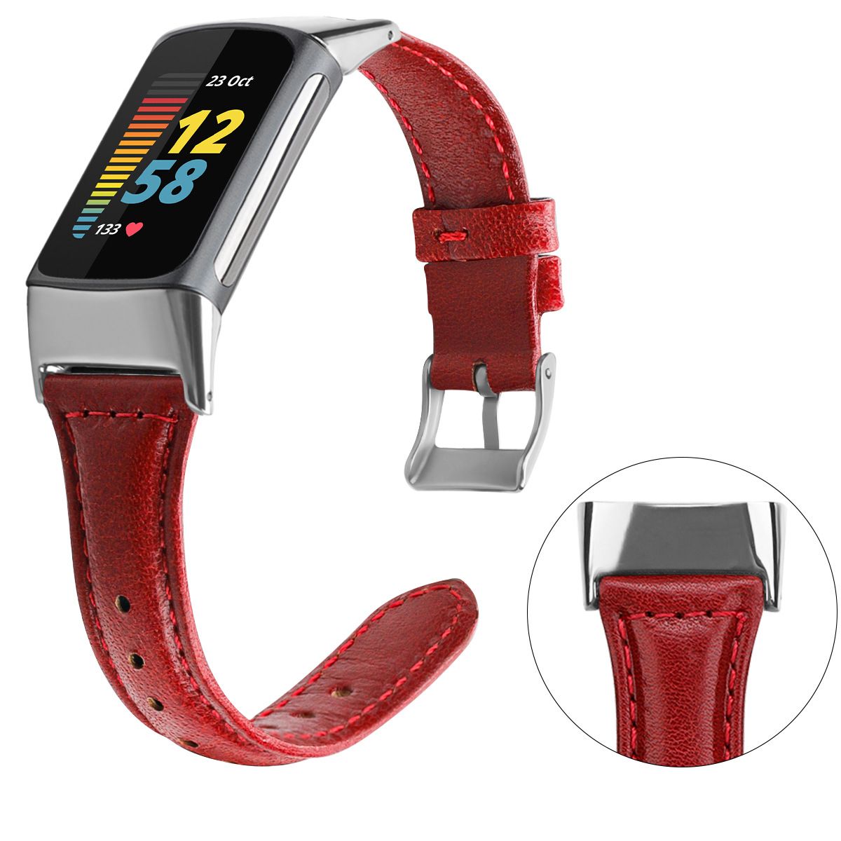 Head Layer Cowhide Shrunken Leather Band for Fitbit Charge 5