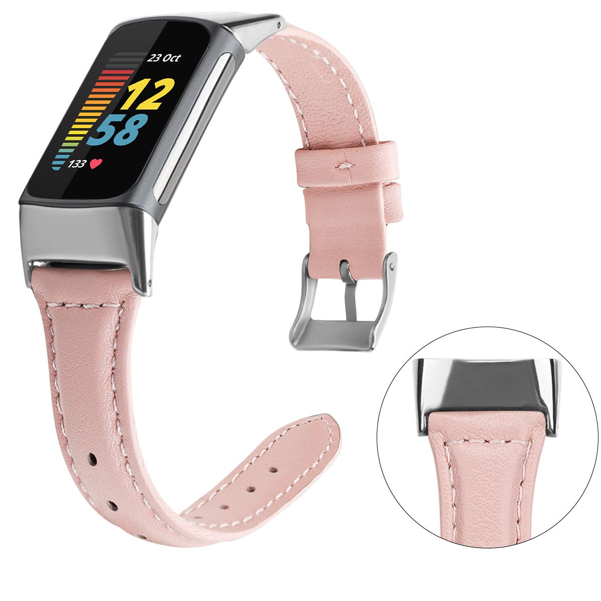 Head Layer Cowhide Shrunken Leather Band for Fitbit Charge 5