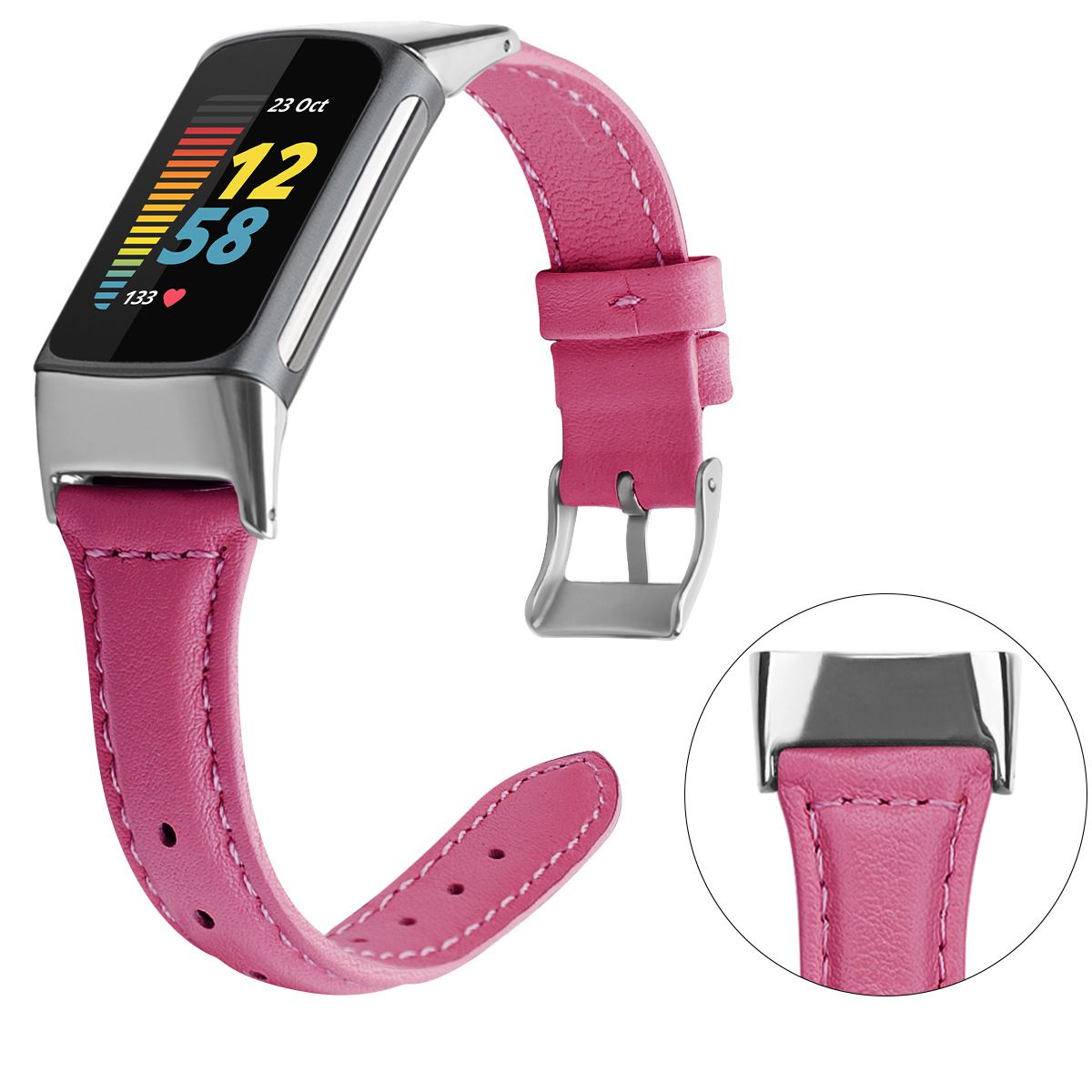 Head Layer Cowhide Shrunken Leather Band for Fitbit Charge 5