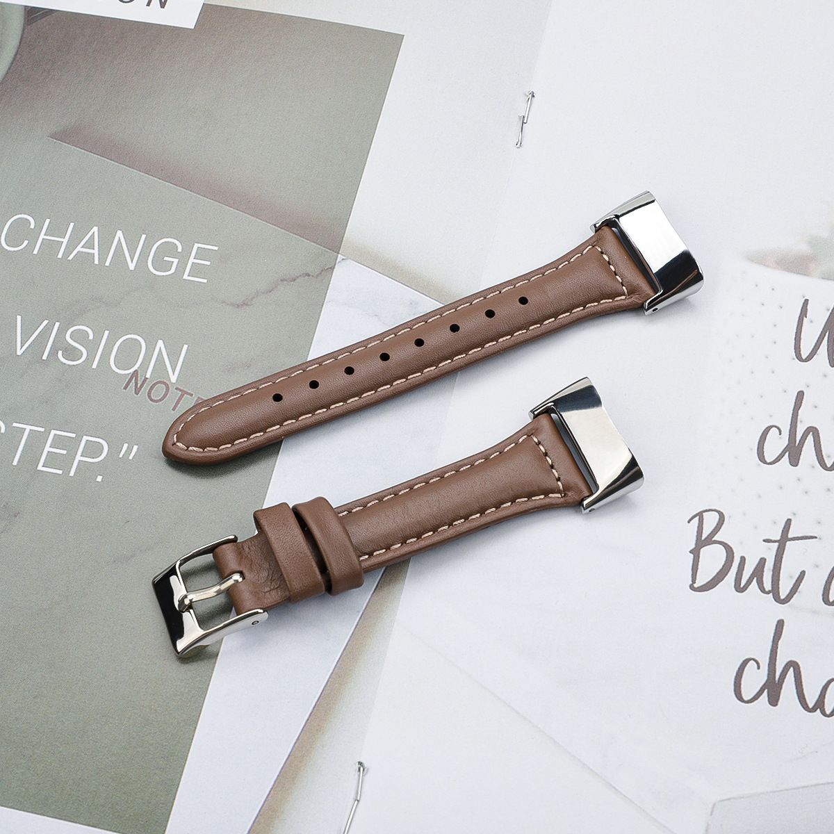 Head Layer Cowhide Shrunken Leather Band for Fitbit Charge 5