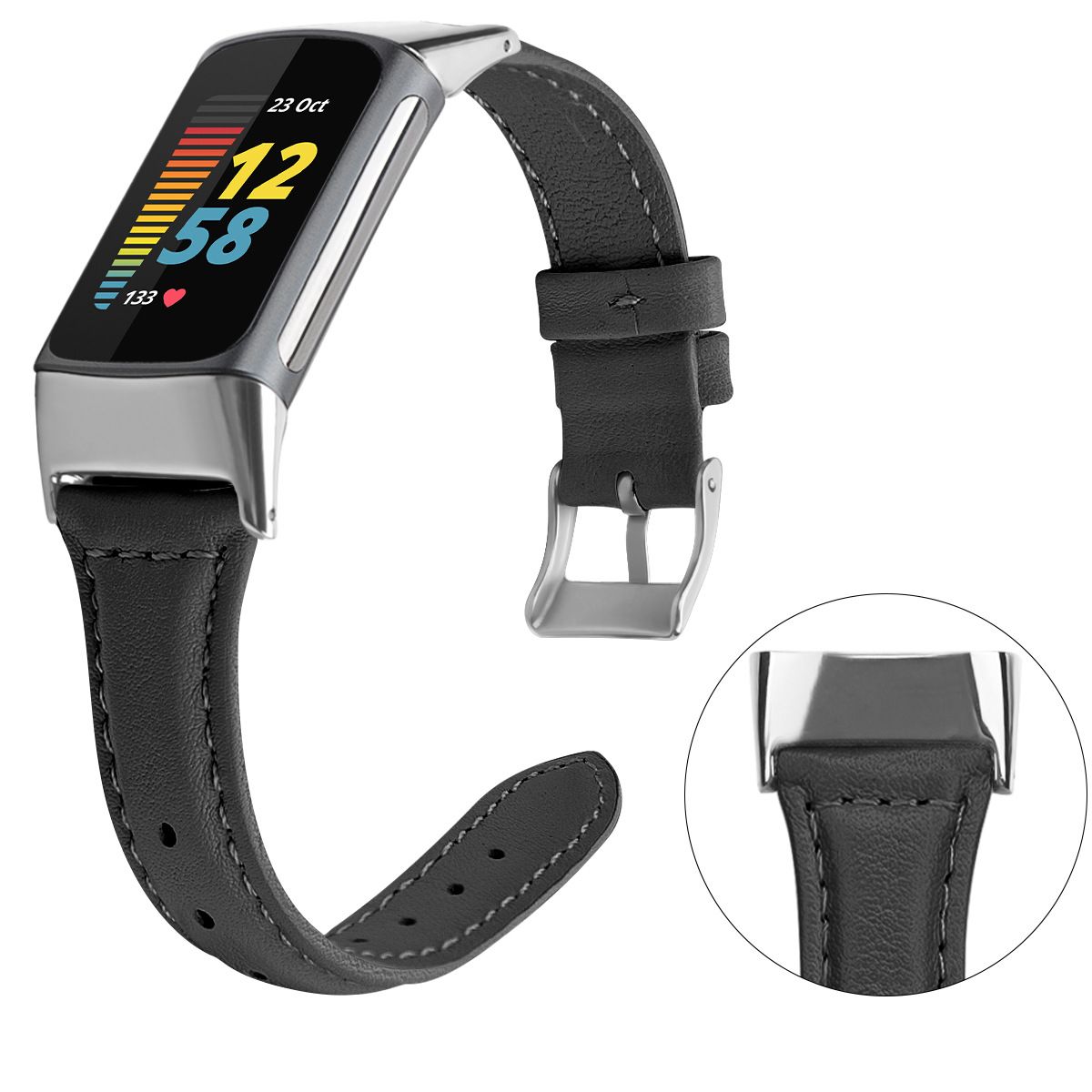 Head Layer Cowhide Shrunken Leather Band for Fitbit Charge 5