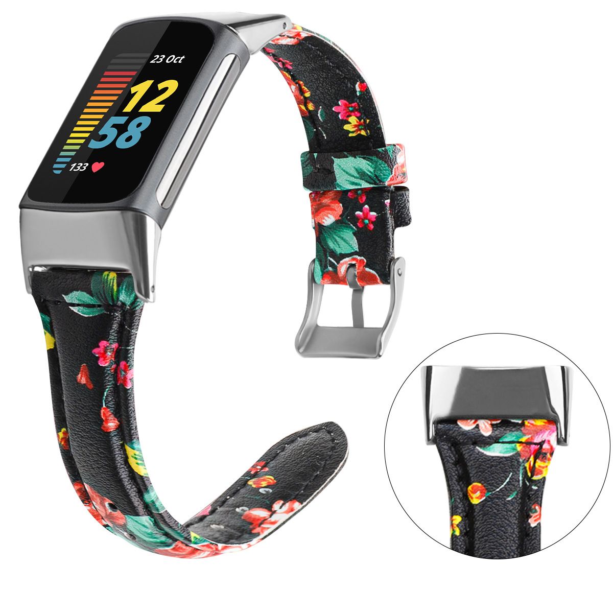 Head Layer Cowhide Shrunken Leather Band for Fitbit Charge 5