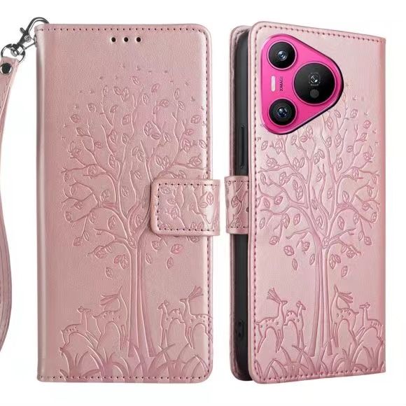 Wallet Leather Cover For Huawei Pura 70, Magnetic Closure with Hand Strap