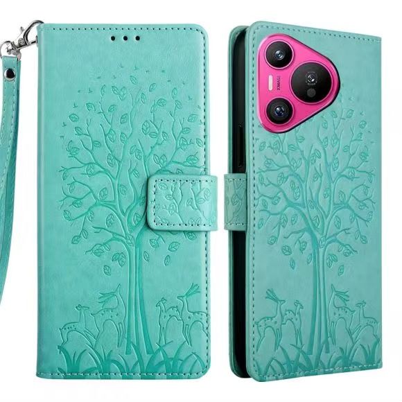 Wallet Leather Cover For Huawei Pura 70, Magnetic Closure with Hand Strap