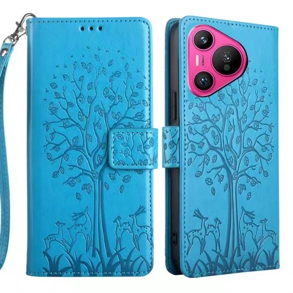 Wallet Leather Cover For Huawei Pura 70, Magnetic Closure with Hand Strap