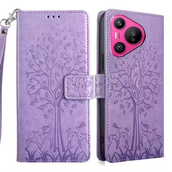 Wallet Leather Cover For Huawei Pura 70, Magnetic Closure with Hand Strap