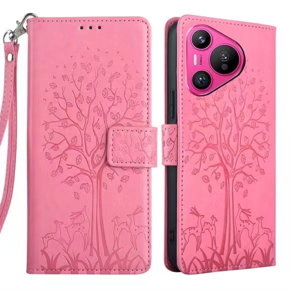 Wallet Leather Cover For Huawei Pura 70, Magnetic Closure with Hand Strap
